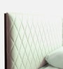 Lush Deluxe Queen Size Upholstered Bed In Pastel Grey Colour & Walnut Finish With Box Storage Lush Deluxe Queen Size Upholstered Bed In Pastel Grey Colour & Walnut Finish With Box Storage