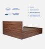 Lush Deluxe Queen Size Upholstered Bed In Pastel Grey Colour & Walnut Finish With Box Storage Lush Deluxe Queen Size Upholstered Bed In Pastel Grey Colour & Walnut Finish With Box Storage