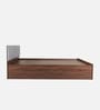 Lush Deluxe Queen Size Upholstered Bed In Pastel Grey Colour & Walnut Finish With Box Storage Lush Deluxe Queen Size Upholstered Bed In Pastel Grey Colour & Walnut Finish With Box Storage