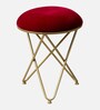 Lush Velvet Seating Stools in Maroon Color with (Set of 2)