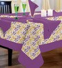 Purple Cotton  Floral 12 Seater Table Linen Set