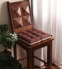 French Roast & Ecru Cotton & Polyester 15 x 15 Inch Half Panama Chair Pad