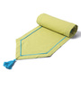 Green Cotton Table Runner with Blue Contrasting Cord Piping 72 Inches x 12 Inches