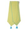 Green Cotton Table Runner with Blue Contrasting Cord Piping 72 Inches x 12 Inches