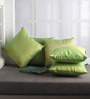 Set of 5 Solid Pattern Polyester Green Cushion Covers 12 x 12 inches