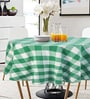 Green & White 40 Inches Cotton Checkered Round Table Cloth