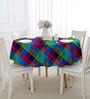 Multicolour 40 Inches Cotton Checkered Round Table Cloth