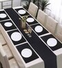 Black Cotton  Solid 8 Seater Table Linen Set