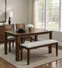 Luster 4 Seater Dining Set In Natural Finish With Bench
