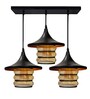 Luster Linear Black & Brown (E- 27/ 12 Watt) Metal & Glass Cluster Hanging Light