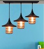 Luster Linear Black & Brown (E- 27/ 12 Watt) Metal & Glass Cluster Hanging Light