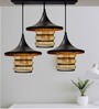 Luster Linear Black & Brown (E- 27/ 12 Watt) Metal & Glass Cluster Hanging Light