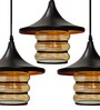Luster Linear Black & Brown (E- 27/ 12 Watt) Metal & Glass Cluster Hanging Light