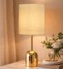 Luxe Dome Gold Table Lamp with Fabric Drum Shade