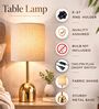 Luxe Dome Gold Table Lamp with Fabric Drum Shade