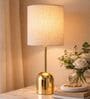 Luxe Dome Gold Table Lamp with Fabric Drum Shade