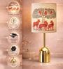 Luxe Dome Gold Table Lamp with Indian Art Shade