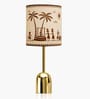 Luxe Dome Gold Table Lamp with Indian Art Shade