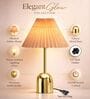 Luxe Dome Gold Table Lamp with Pleated Shade