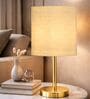 Luxe Flat Gold Table Lamp with Fabric Drum Shade