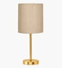 Luxe Flat Gold Table Lamp with Fabric Drum Shade