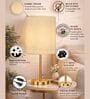 Luxe Flat Gold Table Lamp with Fabric Drum Shade