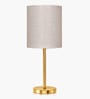 Luxe Flat Gold Table Lamp with Fabric Drum Shade