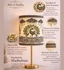 Luxe Flat Gold Table Lamp with Indian Art Shade