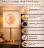 Luxe Flat Gold Table Lamp with Indian Art Shade