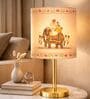 Luxe Flat Gold Table Lamp with Indian Art Shade