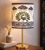Luxe Flat Gold Table Lamp with Indian Art Shade
