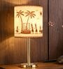 Luxe Flat Gold Table Lamp with Indian Art Shade
