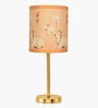 Luxe Flat Gold Table Lamp with Indian Art Shade