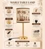 Luxe Flat Gold Table Lamp with Indian Art Shade