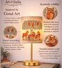 Luxe Flat Gold Table Lamp with Indian Art Shade