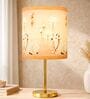 Luxe Flat Gold Table Lamp with Indian Art Shade
