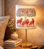 Luxe Flat Gold Table Lamp with Indian Art Shade