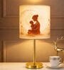 Luxe Flat Gold Table Lamp with Mother's Embrace Shade