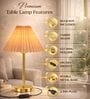 Luxe Flat Gold Table Lamp with Pleated Shade