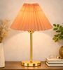 Luxe Flat Gold Table Lamp with Pleated Shade