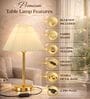 Luxe Flat Gold Table Lamp with Pleated Shade