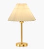 Luxe Flat Gold Table Lamp with Pleated Shade