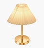 Luxe Flat Gold Table Lamp with Pleated Shade