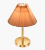 Luxe Flat Gold Table Lamp with Pleated Shade