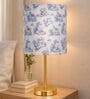 Luxe Flat Gold Table Lamp with Printed Drum Shade