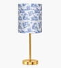 Luxe Flat Gold Table Lamp with Printed Drum Shade