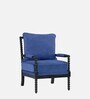 Luxe Linen Fabric Lounge Chair in Blue Colour