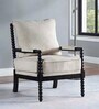 Luxe Linen Fabric Lounge Chair in Off White Colour