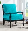 Luxe Linen Fabric Lounge Chair in Teal Colour