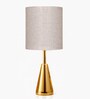 Luxe Round Gold Table Lamp with Fabric Drum Shade